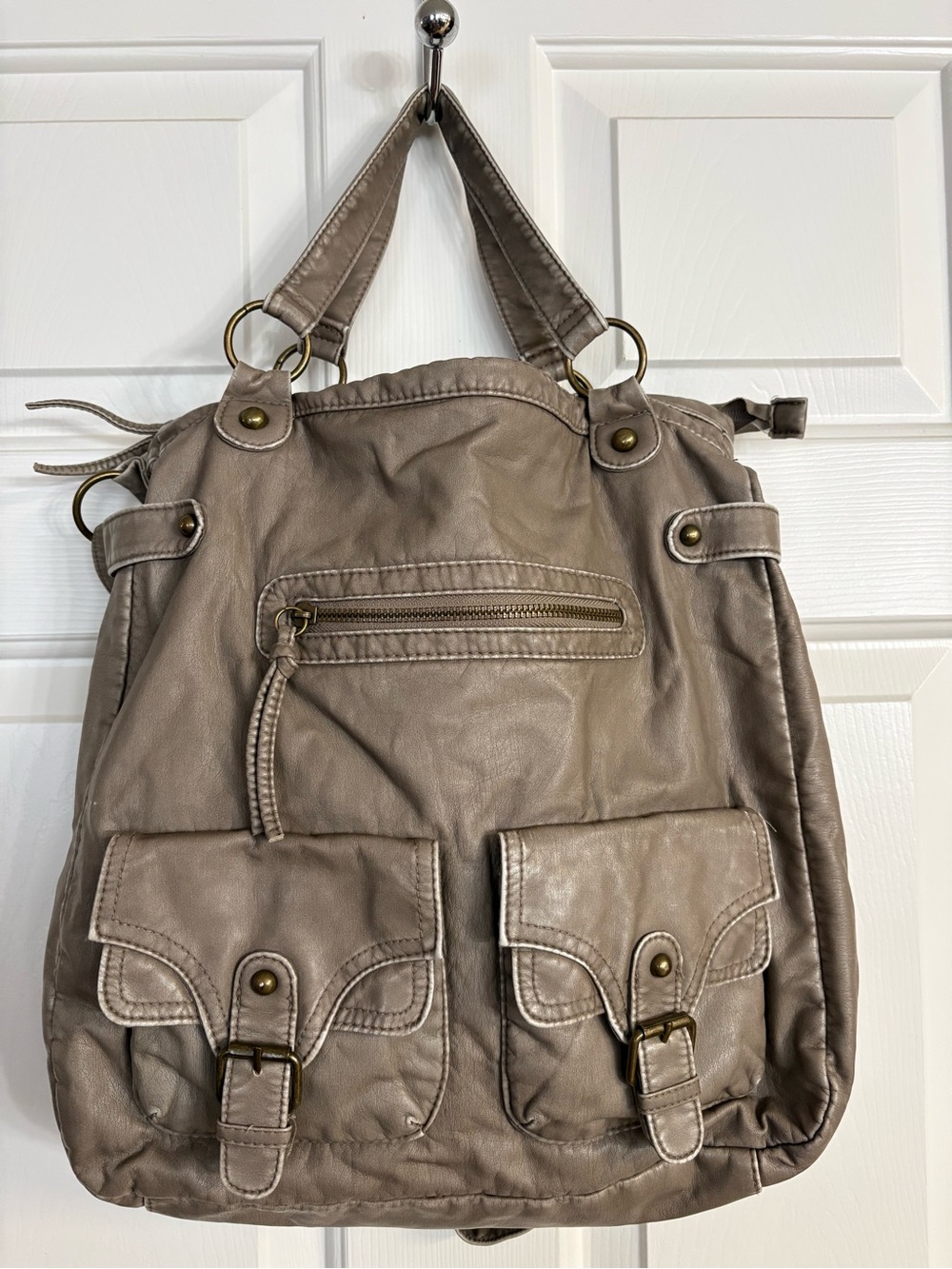 Mossimo Supply Co. Taupe Multi-Pocket Cargo Convertible Bag